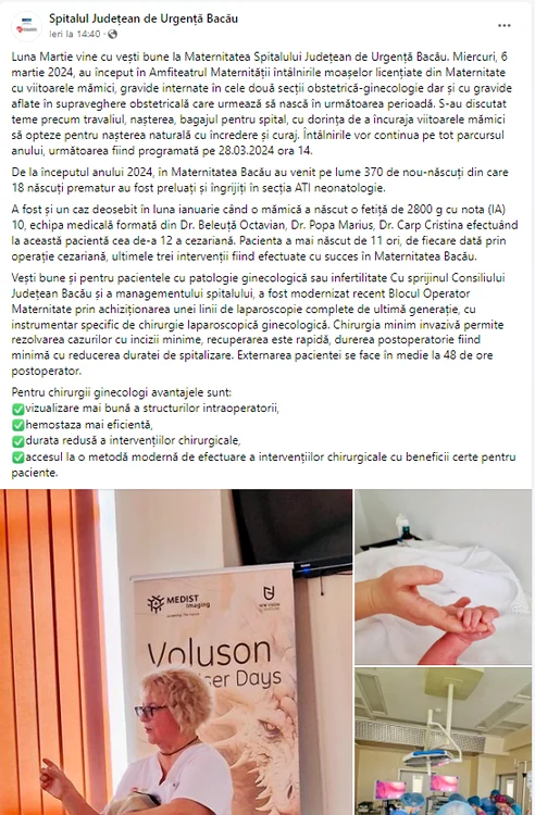 SJU Bacău has made its balance sheet public, Facebook photo