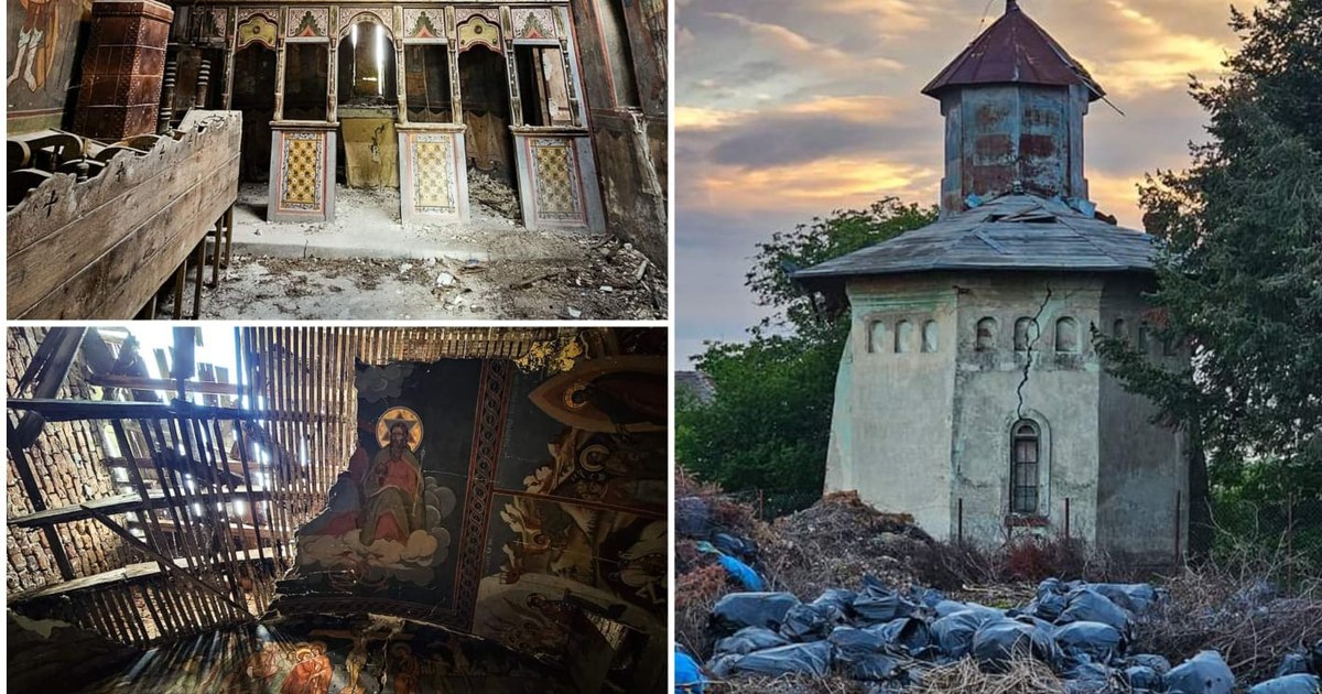 The sad fate of the Moara Vlăsiai Hermitage from Snagov.  The dilapidated church will be demolished: "Water flows through the roof" VIDEO