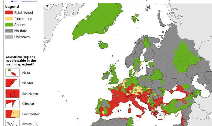 Where is the tiger mosquito present - Photo ECDC