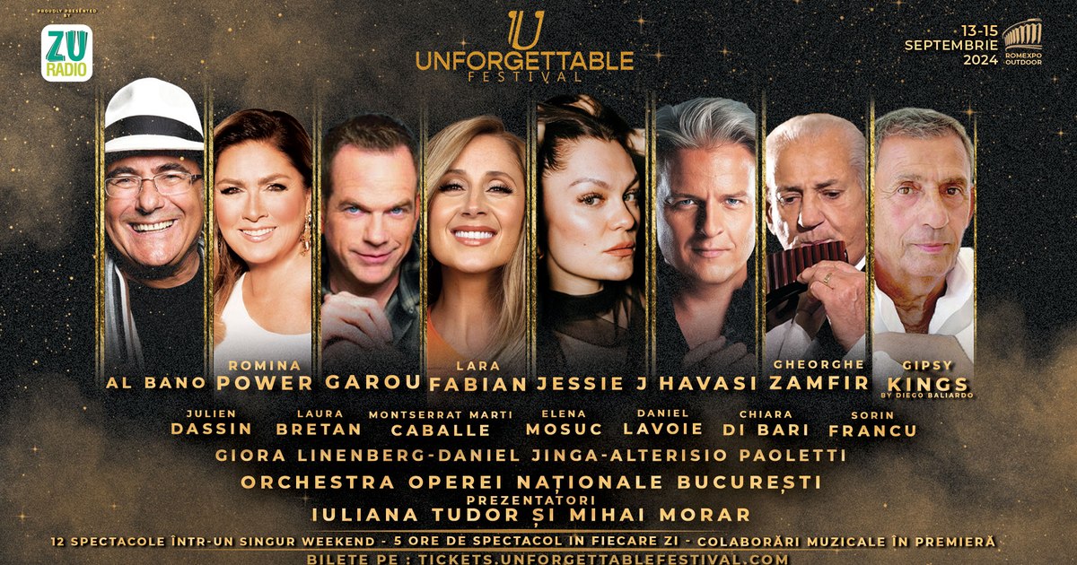 Jessie J premieres in Bucharest with Lara Fabian, Havasi, Garou, Al Bano and Romina Power, Gheorghe Zamfir, Gypsy Kings and many others at the Unforgettable Festival