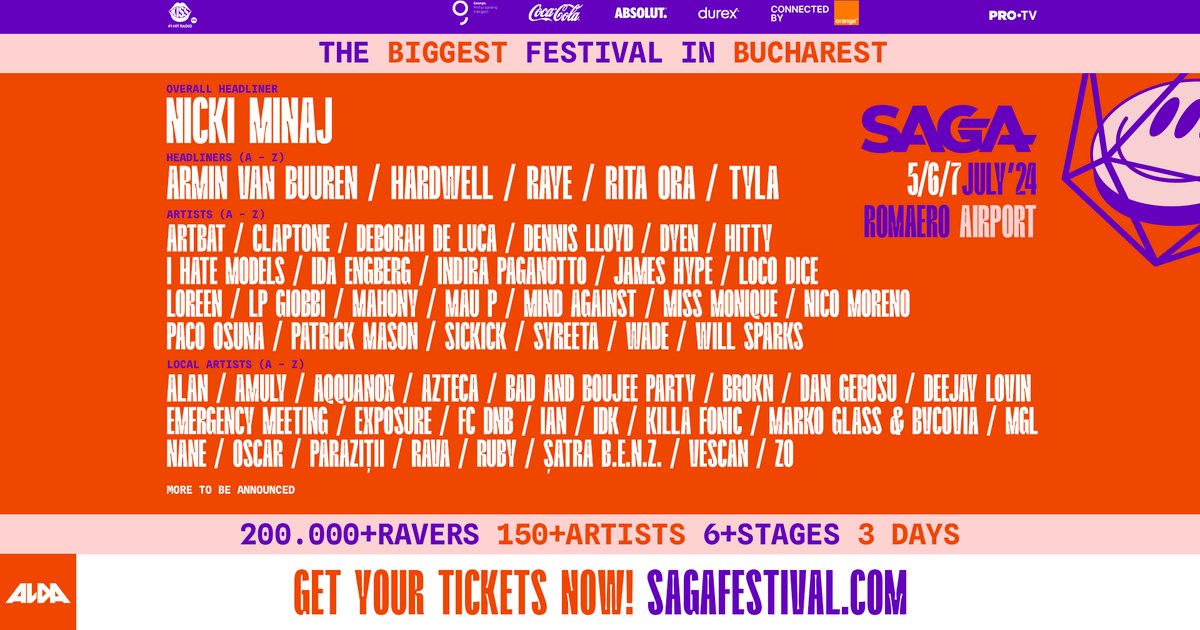 SAGA festival 2024: Line-up and daily schedule.  The day Nicki Minaj performs is already SOLD OUT