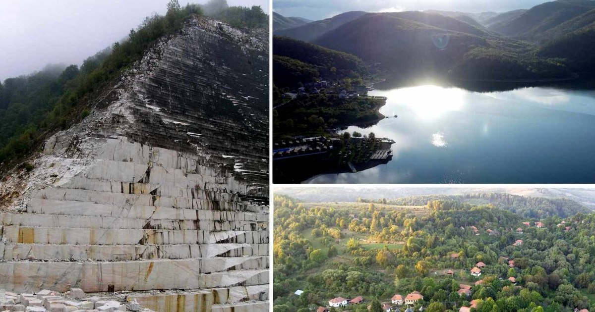The marble village and the seaside from the mountain.  Unmissable tourist attractions in Poiana Ruscă Mountains VIDEO
