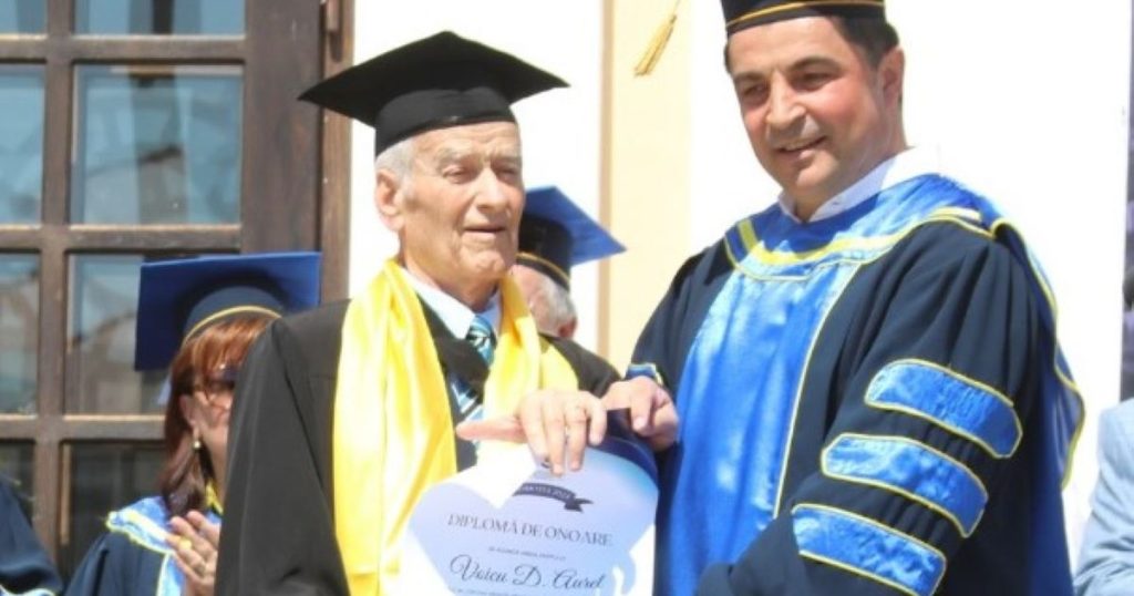 The oldest student in Romania.  He completed his master's studies at almost 89 years old