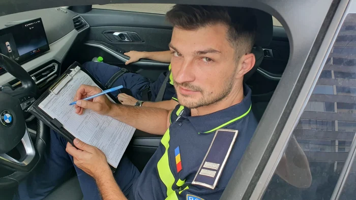 policeman in the police car 