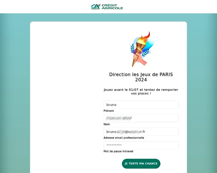 Another example of a phishing page offering tickets to the Olympics