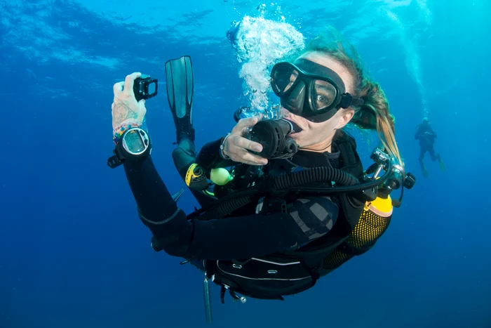 A person scuba diving
