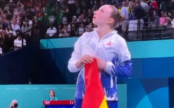 Ana Maria Bărbosu watched in amazement as her medal was taken away. Capture TV