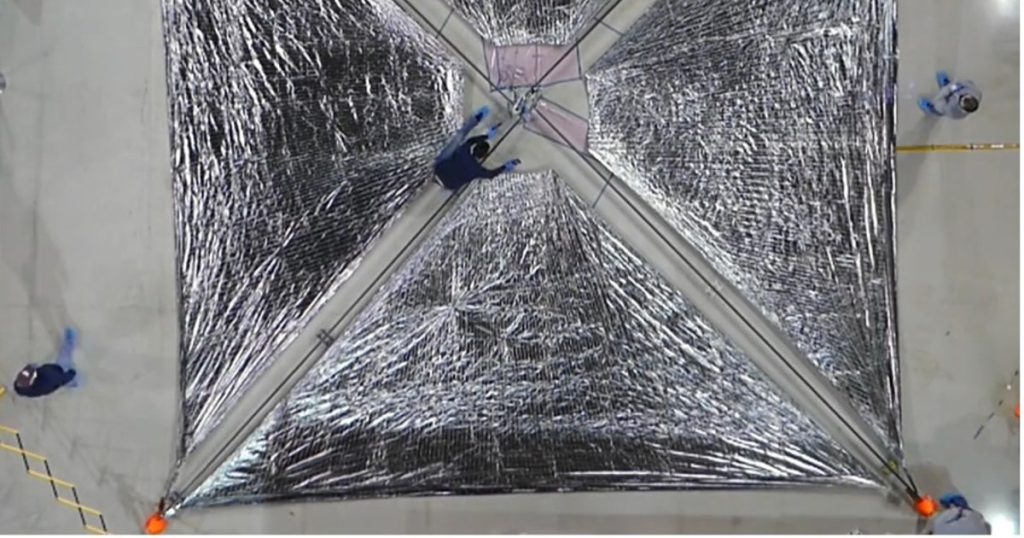 NASA has deployed the first solar sail in space. The canvas can be seen from Earth