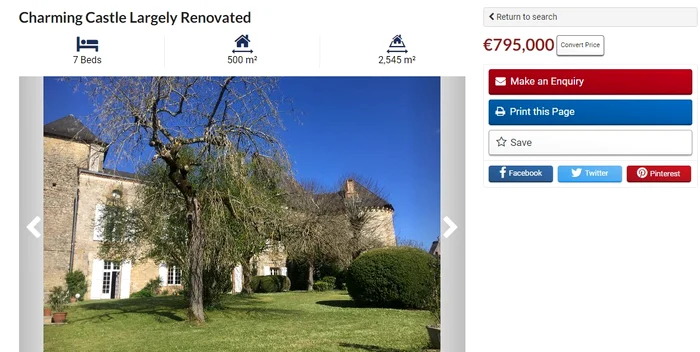 Castle in France for 795,000 euros. PHOTO French Property