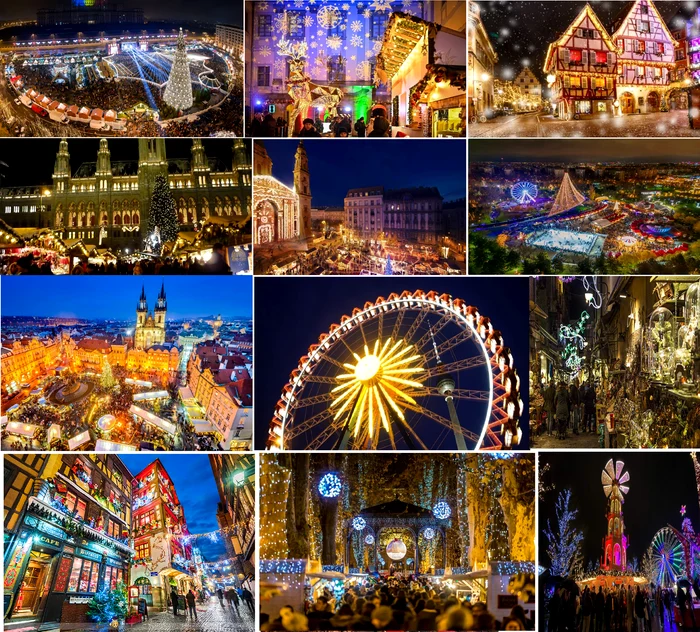 Collage of images of Christmas markets in Europe