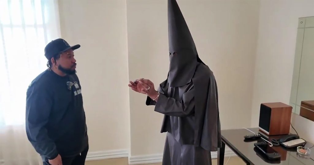 Video Kanye West causes new controversy. Shocking statements about Kim Kardashian, in an outfit inspired by Ku Klux Klan