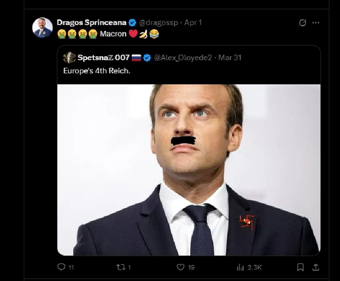 Dragoș eyebrow offend Emmanuel Macron photo x
