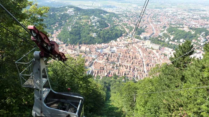 Brașov seen from the gondola on Tâmpa. Photo: Grig Bute