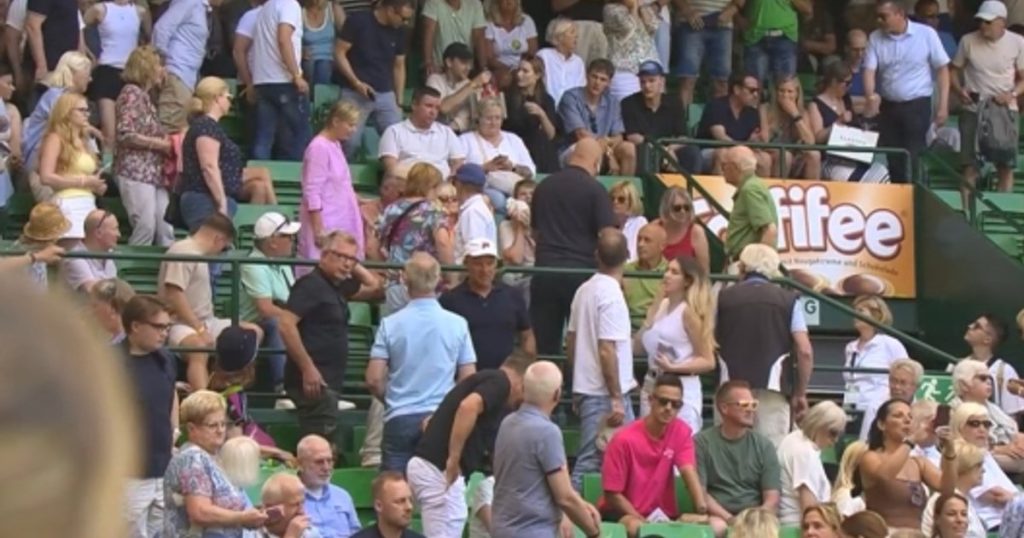 A panel hit a woman at Halle's tennis tournament. The incident is unique in the 32 -year history of the competition