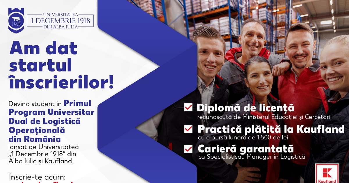 Kaufland Romania launches, in the national premiere, the Dual University Study Program in Operational Logistics, in partnership with the "December 1, 1918" University of Alba Iulia