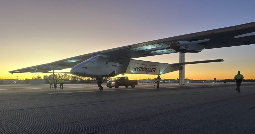Skydweller, solar energy fueled drone, which can fly for three months without landing. Is wider than a Boeing 747 and 160 times lighter