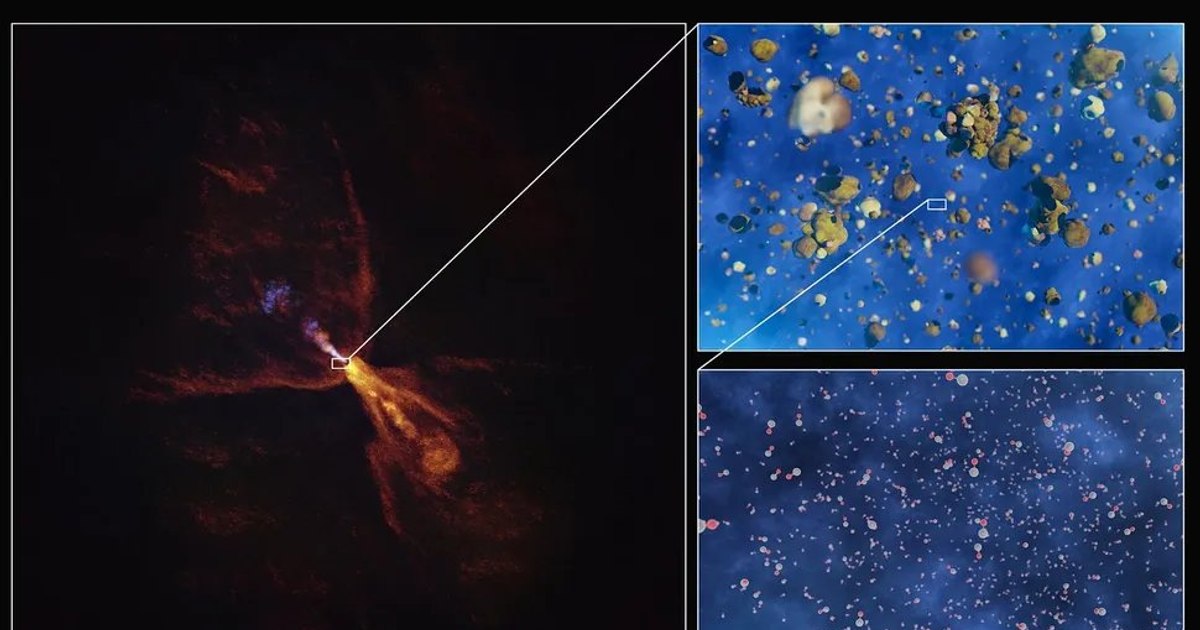 The birth of a new stellar system at 1,300 light years, observed for the first time by astronomers