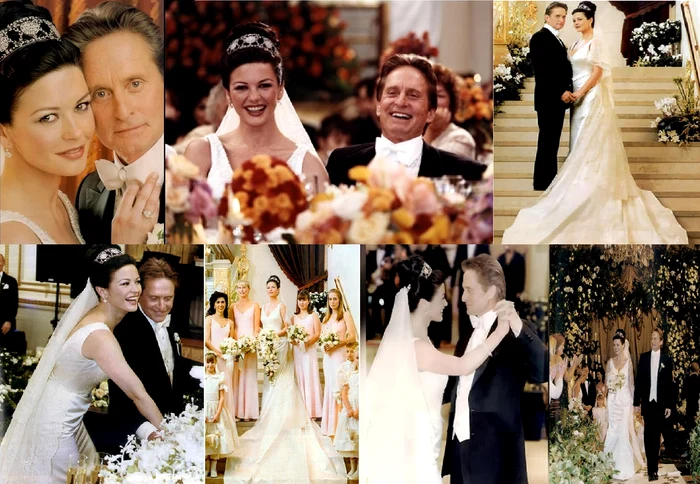 Image collage from Michael Douglas's wedding with Chaterine Zeta-Jones from 2000 Catherine-Zetajones