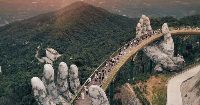 Golden Bridge from Ba Na Hills in Vietnam Photo Instagram