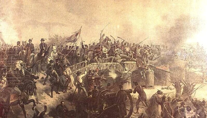 The battle of Simeria Veche. 1949. Illustrated by the time