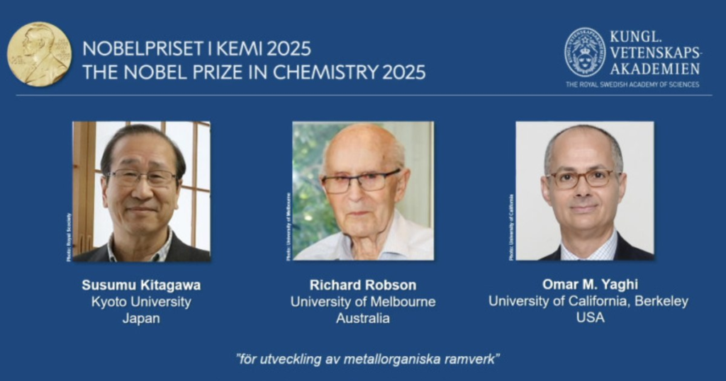 Three researchers are laureates of the Nobel Chimia Prize: they have created structures that collect water from the desert air