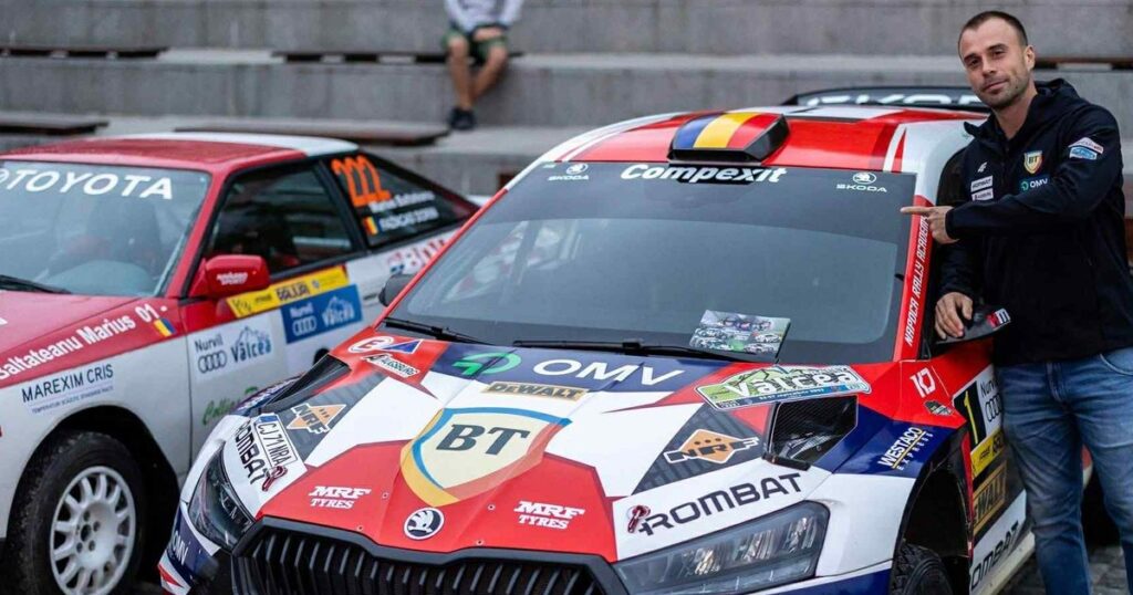 Two Romanian crews at the beginning of the final stage of the European Rally Championship