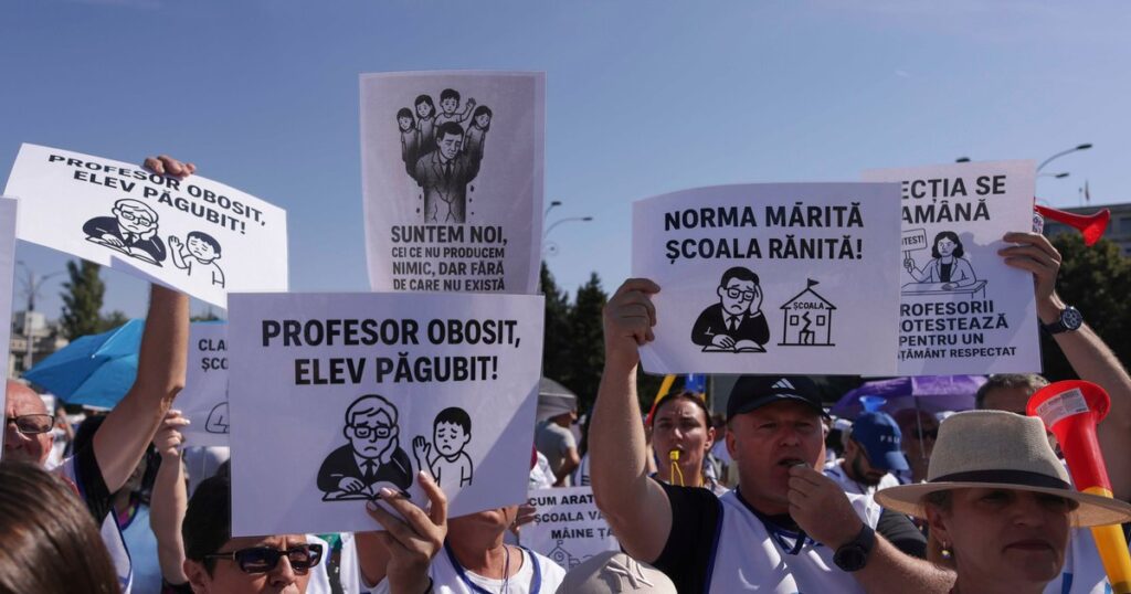 Protest by trade unionists from Education, on Wednesday, in front of the Ministry. What displeases him