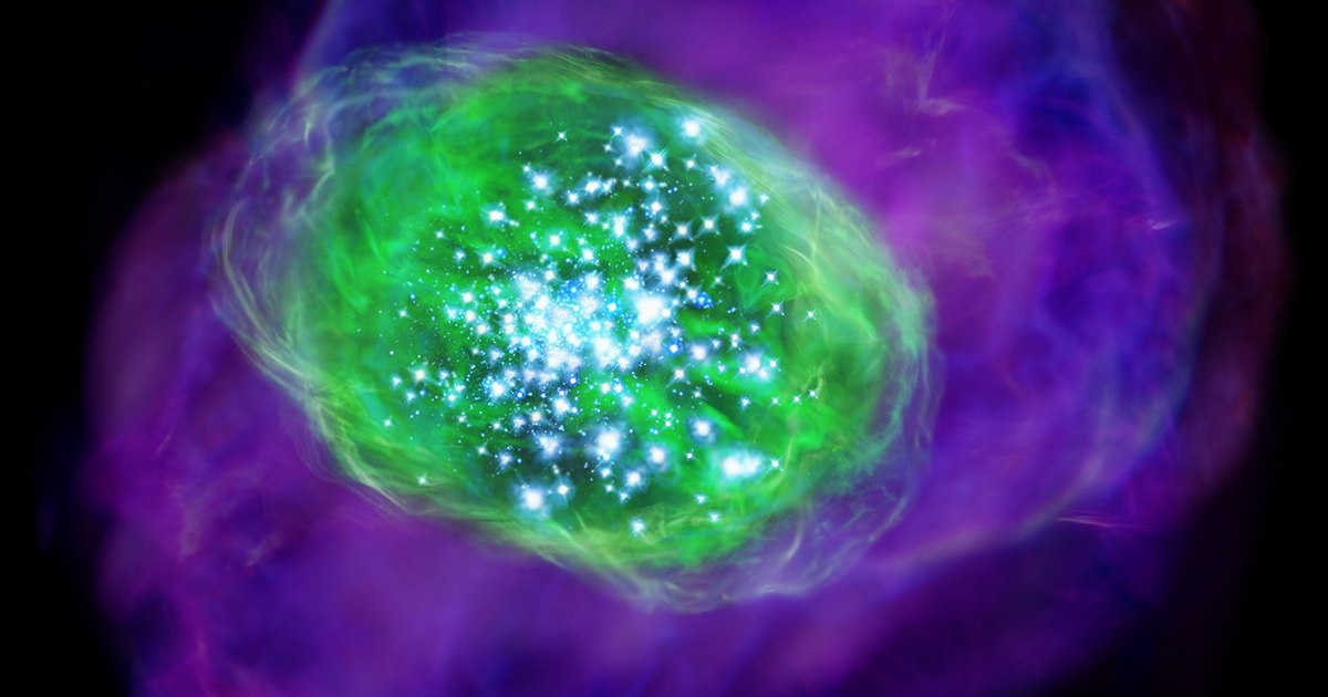 The James Webb Telescope detects an extremely young galaxy spewing gas throughout the early Universe