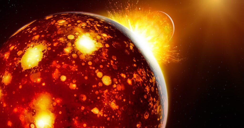 The celestial body that collided with Earth 4.5 billion years ago, from which the Moon was created, was a planet neighboring Earth