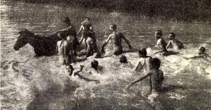 Bathing in Dâmbovița, 1925. Source: Dimineata