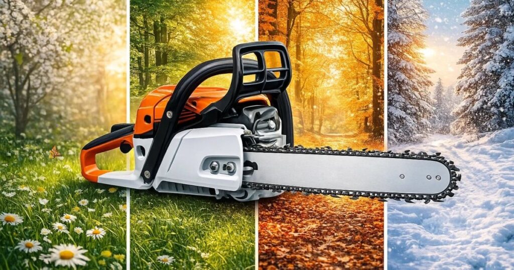 Chainsaw chain in the 4 seasons. Activities, Precautions and Challenges