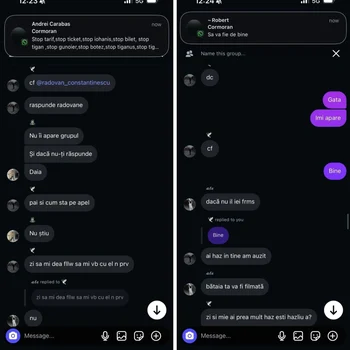 The exchange of messages between the son of the former head of ANPC and other young people PHOTO: Facebook /Horia Constantinescu