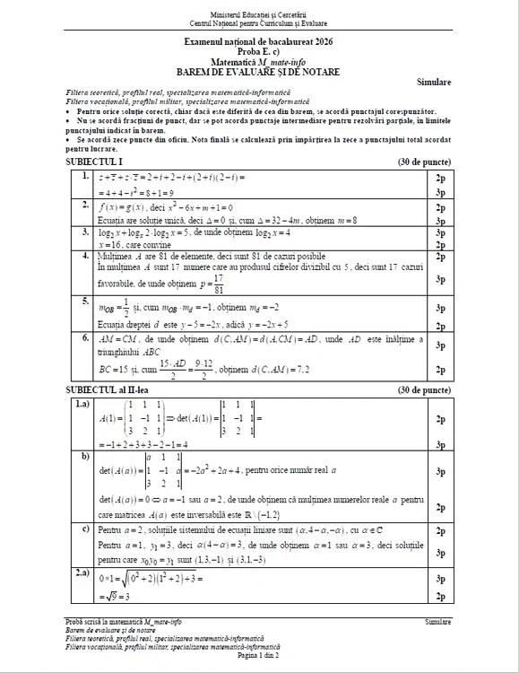 Bac 2026 simulation evaluation scale Mate-Info Source: MEC