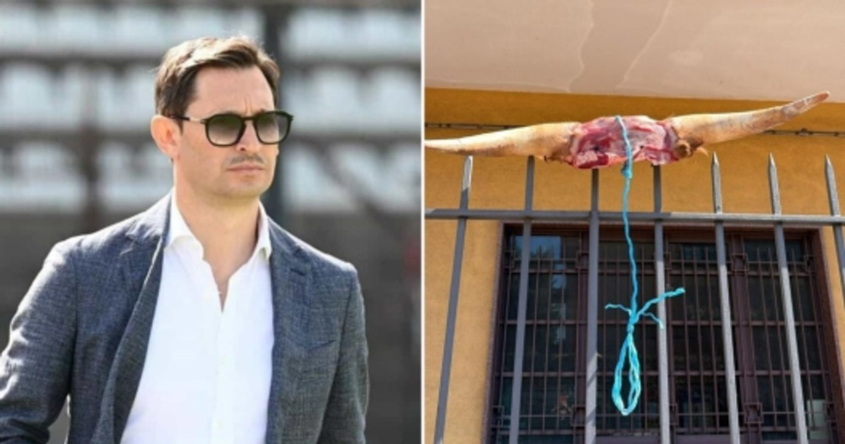Mafia message in Italian football. A calf's scalp, hanging on the fence of a club president's house