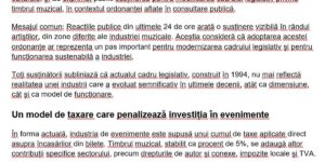 Romanian artists, together with event organizers, publicly support the modification of the musical stamp and demand the urgent adoption of the ordinance under consultation