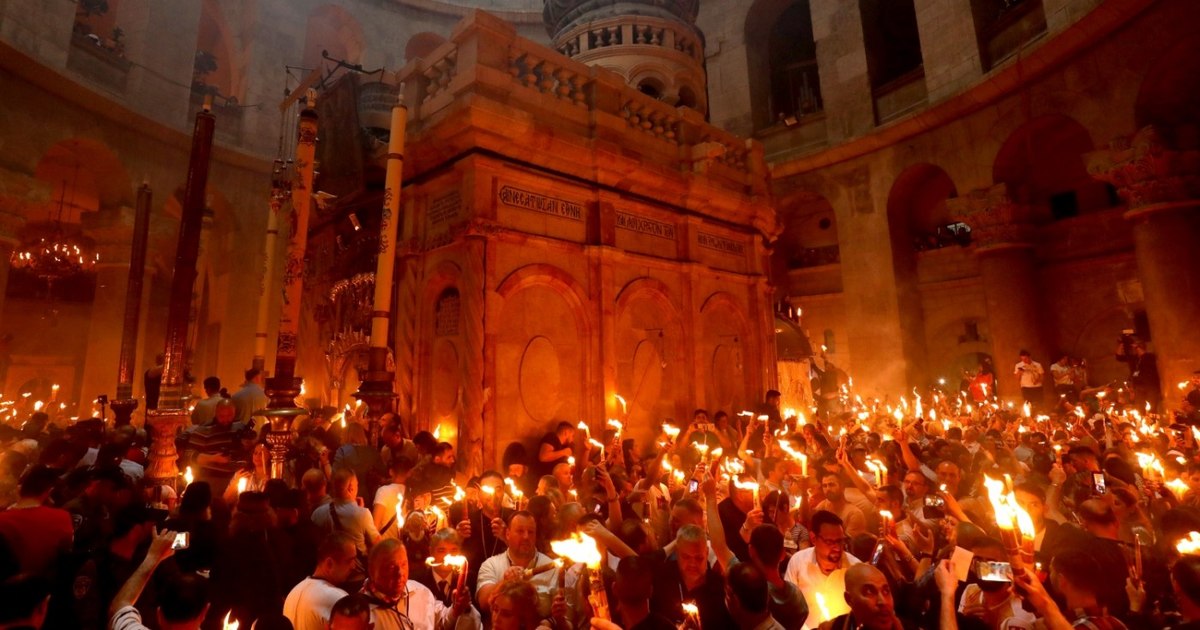 What happens to the Holy Light of Jerusalem in case of force majeure. "It was kept here continuously lit as a precaution"
