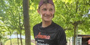 Romanian ultramarathoner, hit by a car and thrown into a ditch, on the side of the road. He was running in a race for needy children