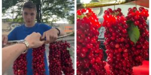 “The boy from Comarna” conquered the Internet with the “cherry bunches” he sells on the side of the road