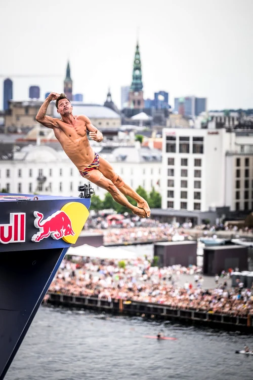 Constantin Popovici won the stage in Denmark (Photo: Red Bull Cliff Diving)
