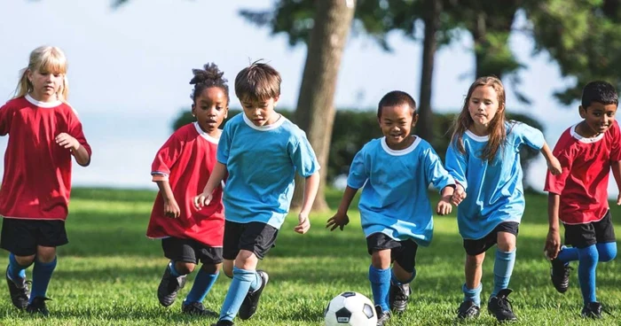 Children playing football