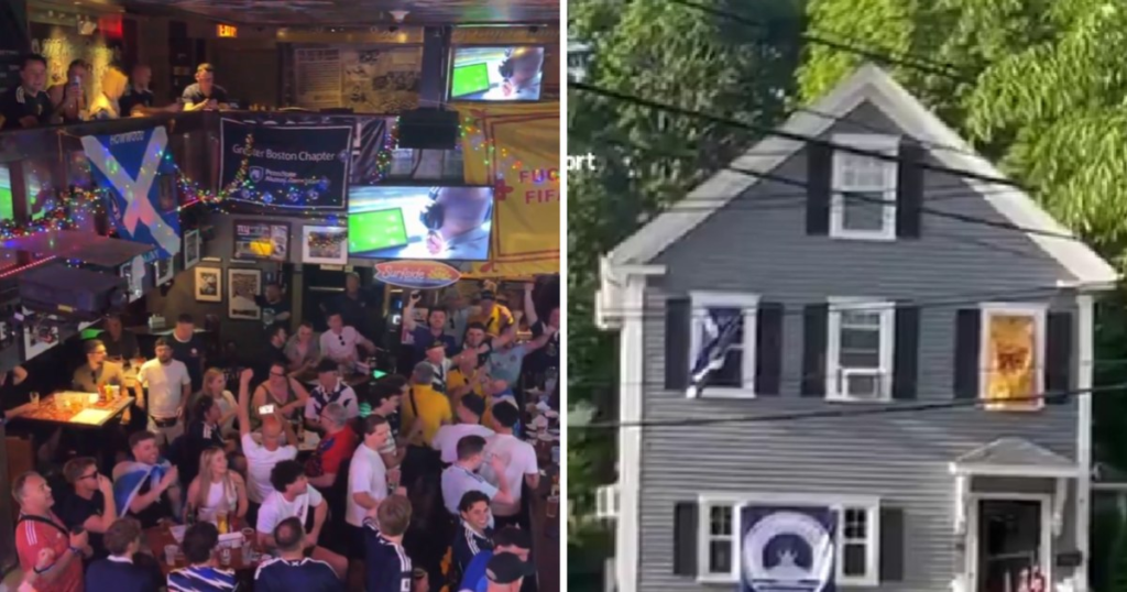 Video Scottish Invasion at the World Cup. Fans emptied Boston pubs of beer and woke their neighbors with bagpipes