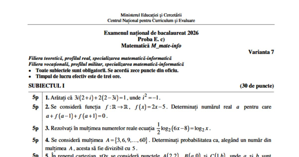 Special baccalaureate 2026: More difficult subjects in Mathematics, for students who are late. The fallback tested more knowledge