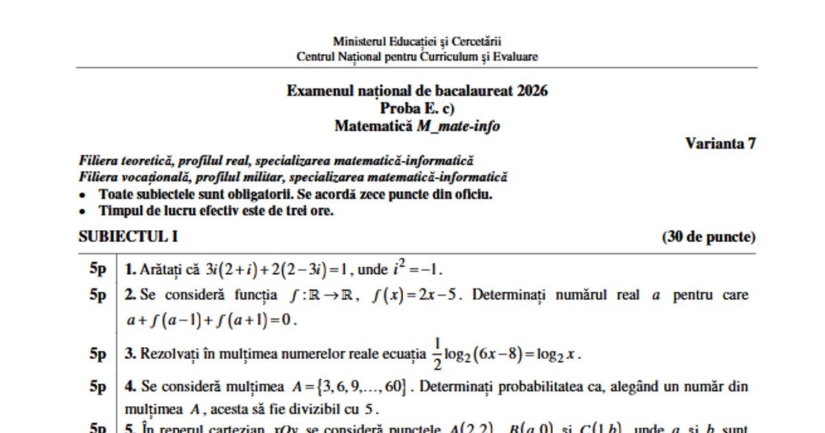 Special baccalaureate 2026: More difficult subjects in Mathematics, for students who are late. The fallback tested more knowledge