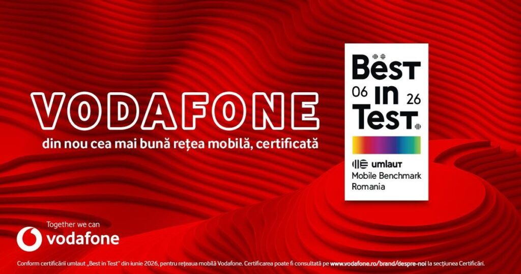 Vodafone Romania obtains, for the fifth consecutive year, the umlaut "Best in Test" certification for its mobile network